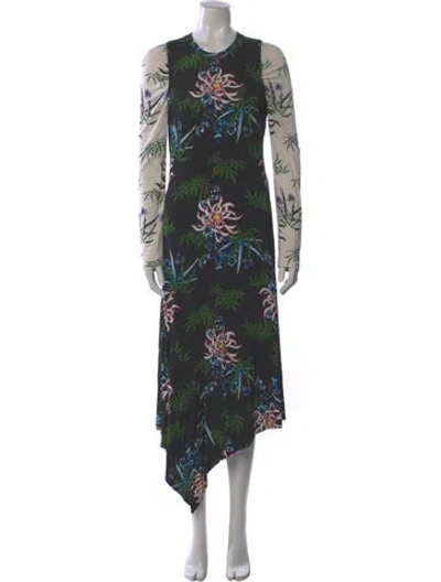 Pre-owned Kenzo Floral Print Midi Length Dress In Black