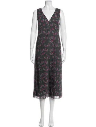Pre-owned Kenzo Floral Print Midi Length Dress In Black