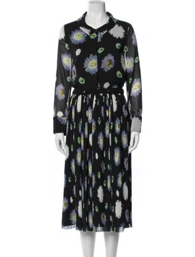 Pre-owned Kenzo Floral Print Midi Length Dress In Black