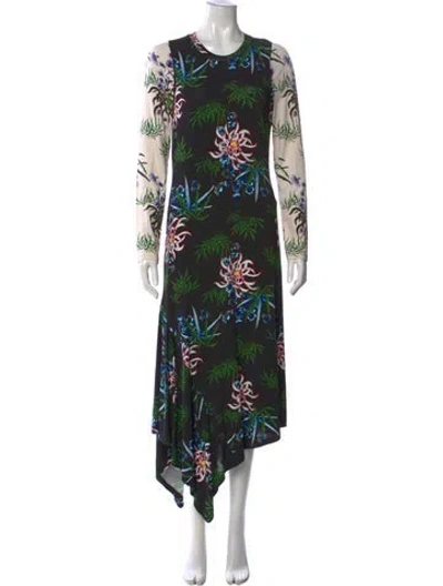 Pre-owned Kenzo Floral Print Midi Length Dress In Black