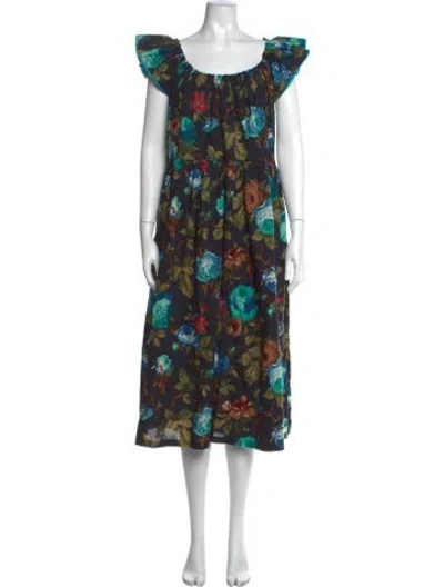Pre-owned Kenzo Floral Print Midi Length Dress In Multicolor