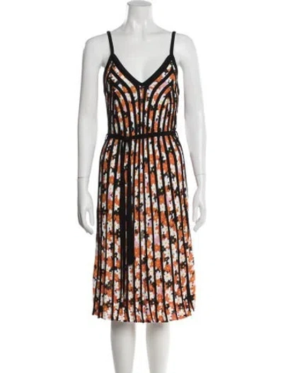 Pre-owned Kenzo Floral Print Midi Length Dress In Orange