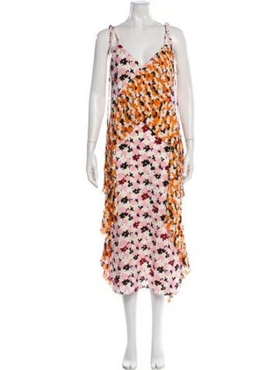 Pre-owned Kenzo Floral Print Midi Length Dress In Pink