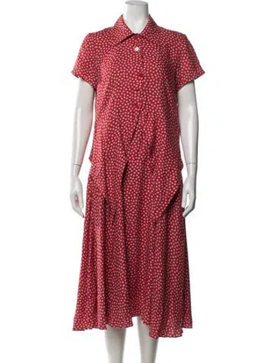 Pre-owned Kenzo Floral Print Midi Length Dress In Red