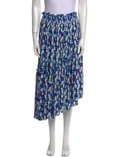 Pre-owned Kenzo Floral Print Midi Length Skirt In Blue