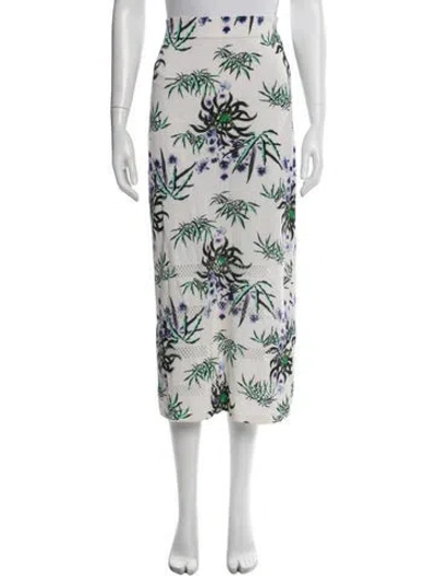 Pre-owned Kenzo Floral Print Midi Length Skirt W/ Tags In White