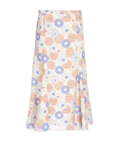 Kenzo Floral-print Midi Skirt In White
