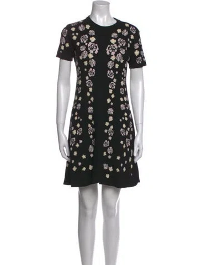 Pre-owned Kenzo Floral Print Mini Dress In Black