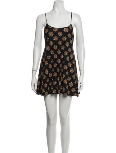 Pre-owned Kenzo Floral Print Mini Dress In Black