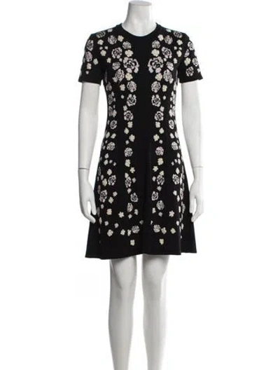 Pre-owned Kenzo Floral Print Mini Dress In Black
