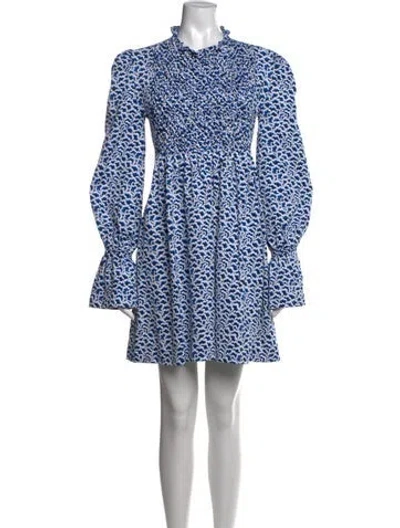 Pre-owned Kenzo Floral Print Mini Dress In Blue
