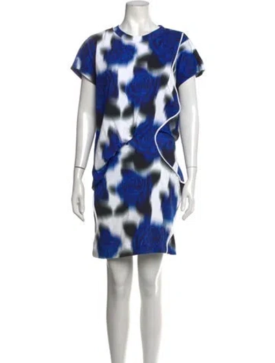Pre-owned Kenzo Floral Print Mini Dress In Blue