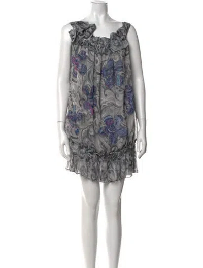 Pre-owned Kenzo Floral Print Mini Dress In Multicolor