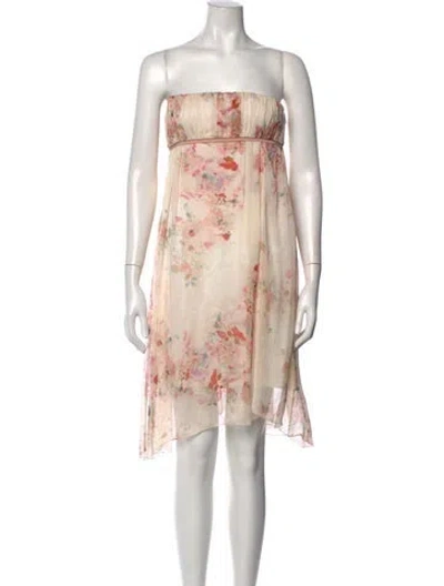 Pre-owned Kenzo Floral Print Mini Dress In Neutrals