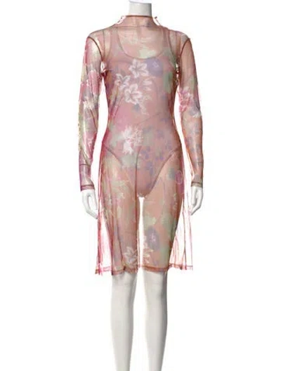 Pre-owned Kenzo Floral Print Mini Dress In Pink