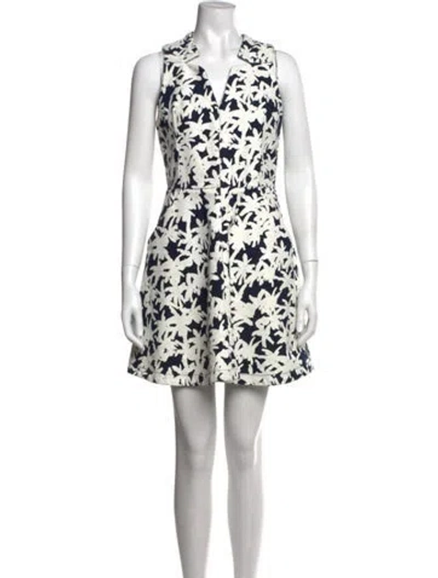 Pre-owned Kenzo Floral Print Mini Dress In White