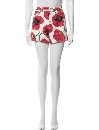 Pre-owned Kenzo Floral Print Mini Shorts In Red