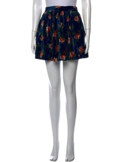 Pre-owned Kenzo Floral Print Mini Skirt In Black