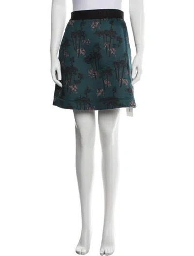 Pre-owned Kenzo Floral Print Mini Skirt In Green
