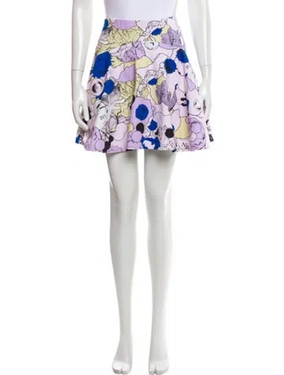 Pre-owned Kenzo Floral Print Mini Skirt In Purple