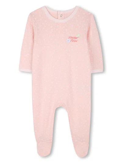 Kenzo Babies' Floral-print Pajamas In Pink