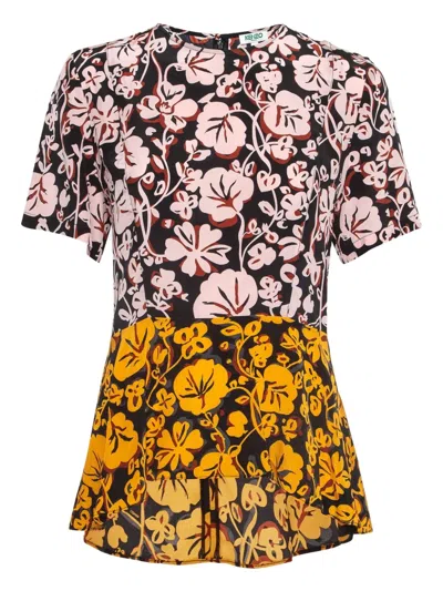 Pre-owned Kenzo Floral-print Peplum Top