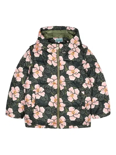 Kenzo Kids' Floral-print Puffer Jacket In Multi
