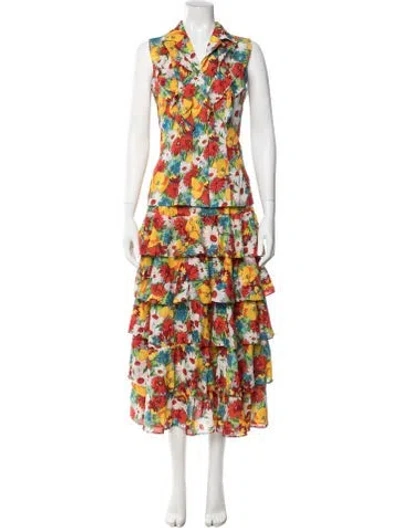 Pre-owned Kenzo Floral Print Ruffle Embellishment Skirt Set In Multi