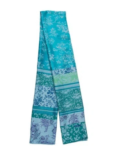 Pre-owned Kenzo Floral Print Scarf In Blue