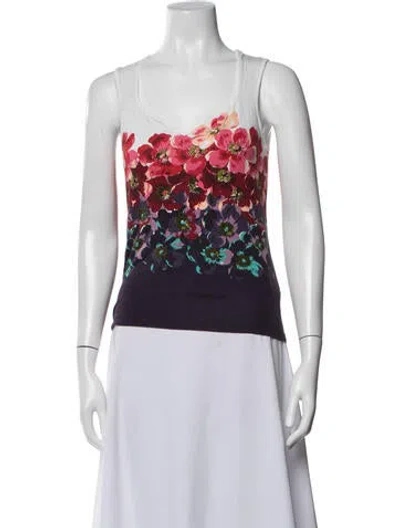 Pre-owned Kenzo Floral Print Scoop Neck Top In Multicolor