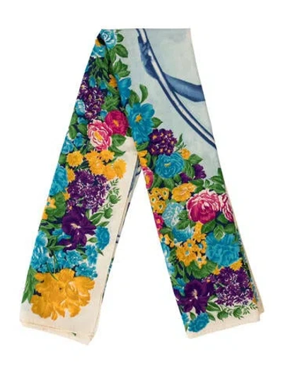 Pre-owned Kenzo Floral Print Shawl In Neutrals