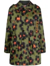Kenzo Floral-print Short Raincoat In Green