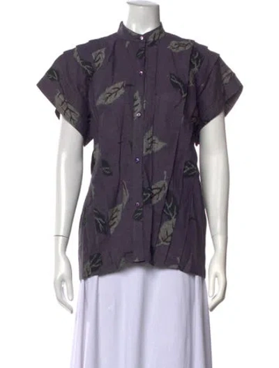 Pre-owned Kenzo Floral Print Short Sleeve Top In Purple