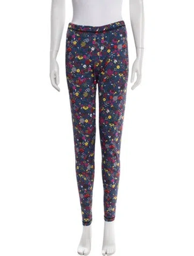 Pre-owned Kenzo Floral Print Skinny Leg Pants In Blue