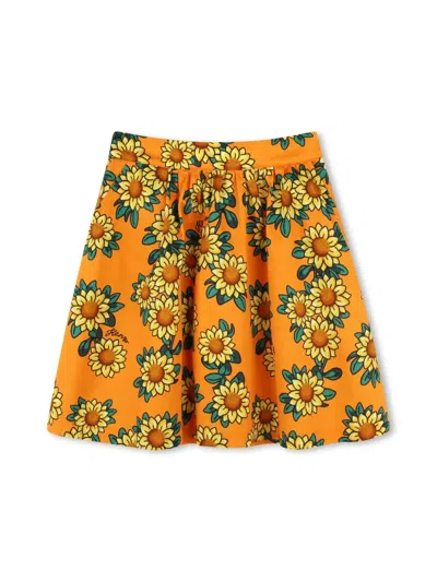 Kenzo Floral-print Skirt In 橘色