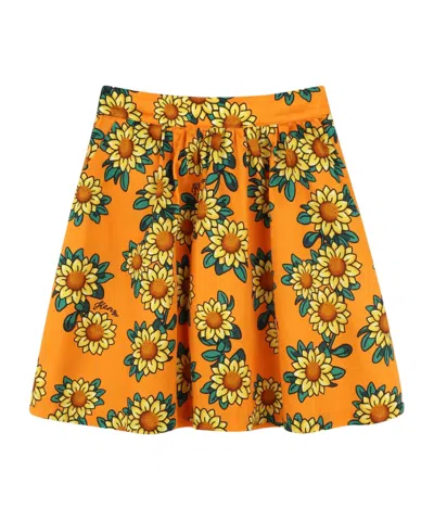 Kenzo Floral-print Skirt In Orange