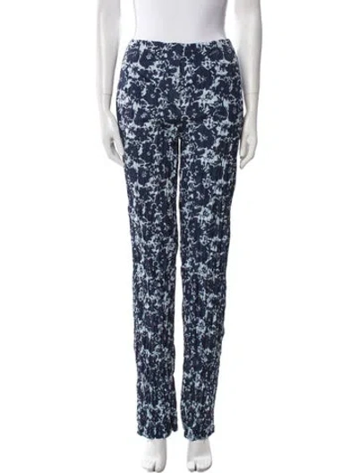 Pre-owned Kenzo Floral Print Straight Leg Pants In Blue