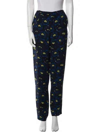 Pre-owned Kenzo Floral Print Straight Leg Pants In Blue