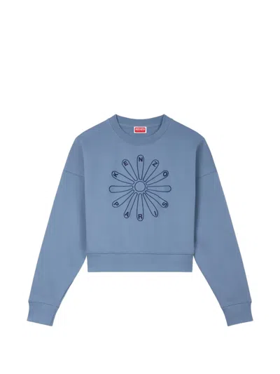 Kenzo Floral Print Sweater In Blue