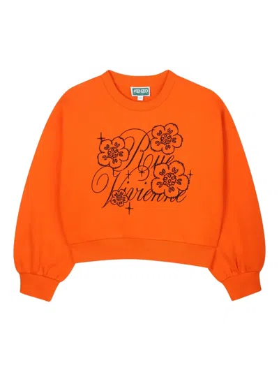 Kenzo Kids' Floral-print Sweatshirt In Orange