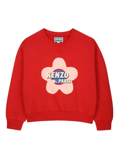 Kenzo Kids' Floral-print Sweatshirt In Red