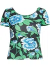Kenzo Peonies Print Short-sleeved Top In 黑色