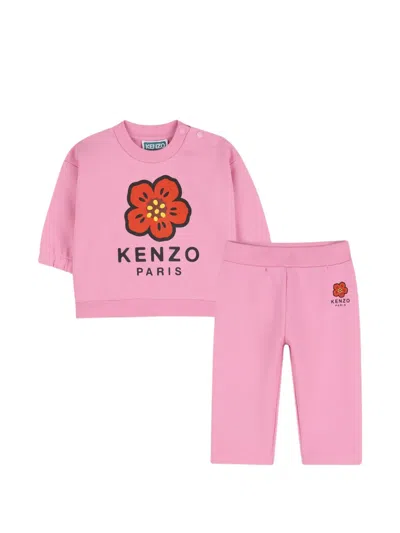 Kenzo Babies' Floral-print Tracksuit In Pink