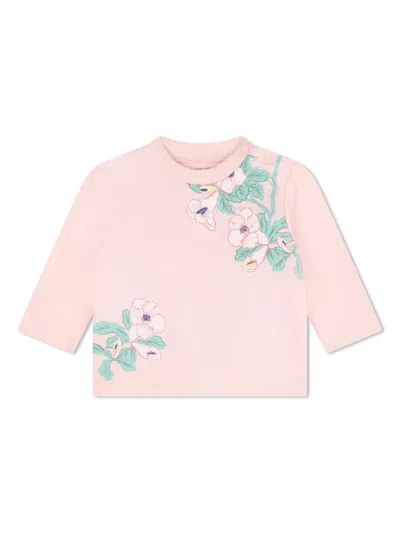 Kenzo Babies' Floral-print Tracksuit In Pink