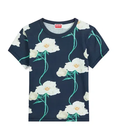 Kenzo ' Archive Rose' T-shirt In Cotton In Blue