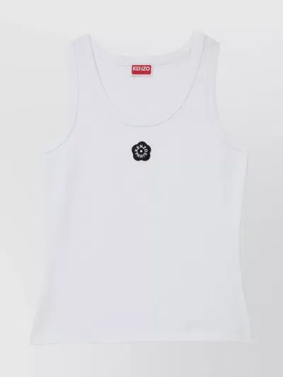 Kenzo 'floral Ribbed Tank Top' In White
