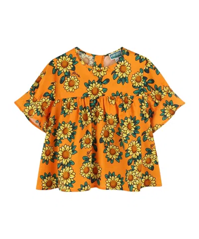 Kenzo Floral Top In Orange