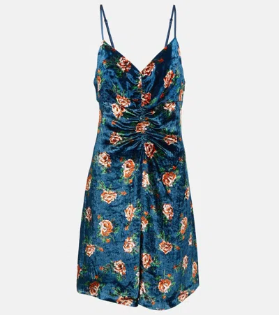 Kenzo Floral Velvet Minidress In Multicoloured