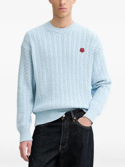 Kenzo Floral-appliqué Sweater In Blue