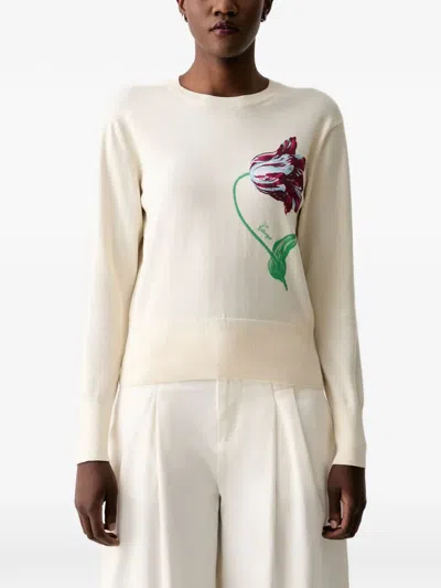 Kenzo Floral-intarsia Sweater In Neutral